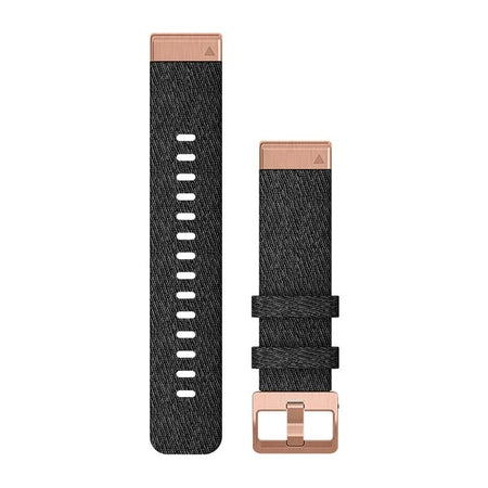 Garmin QuickFit 20 Watch Bands - Heathered Black Nylon with Rose Gold Hardware