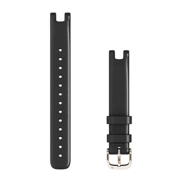 Garmin Lily Bands (14 mm) - Black Italian Leather with Cream Gold Hardware
