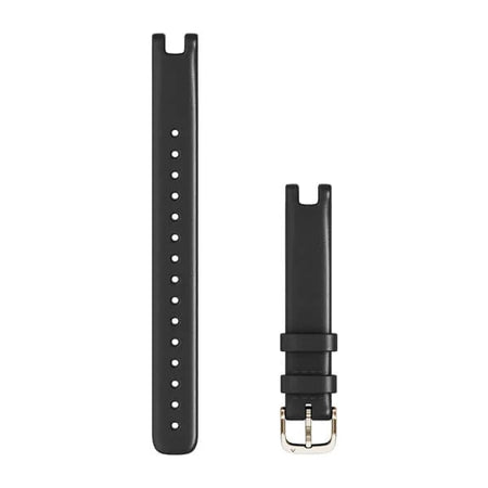 Garmin Lily Bands (14 mm) - Black Italian Leather with Cream Gold Hardware (Large)