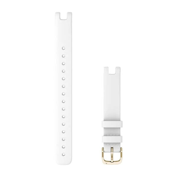 Garmin Lily Bands (14 mm) - White Italian Leather with Cream Gold Hardware (Large)