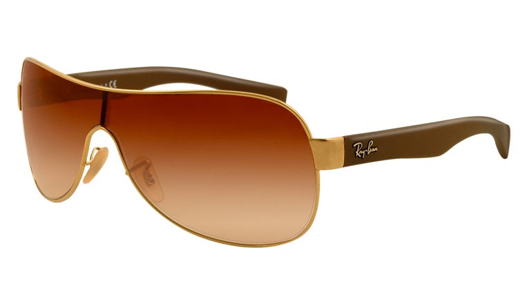 Ray-Ban - Polarized - Arista/Dove Rubber Temple/Gradient Brown - RB3471 001/13
