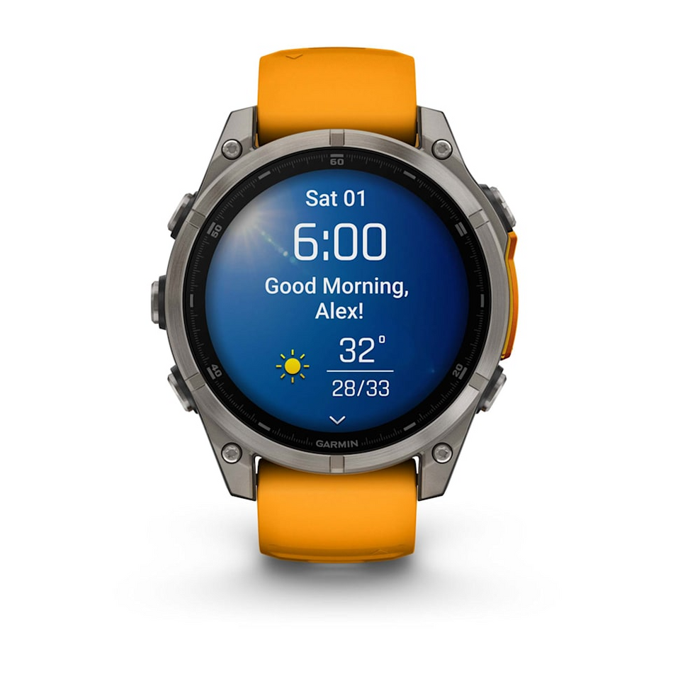 Garmin Fenix 8 - 47mm - AMOLED Sapphire - Titanium with Spark Orange/Graphite Band