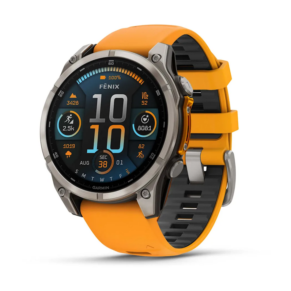 Garmin Fenix 8 - 47mm - AMOLED Sapphire - Titanium with Spark Orange/Graphite Band