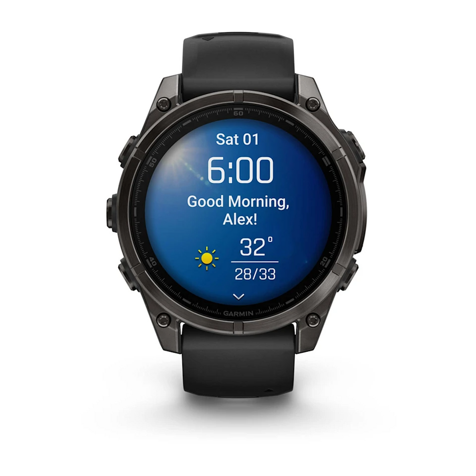 Garmin Fenix 8 - 47mm - AMOLED Sapphire - Carbon Grey DLCTitanium with Black/Pebble Grey Band