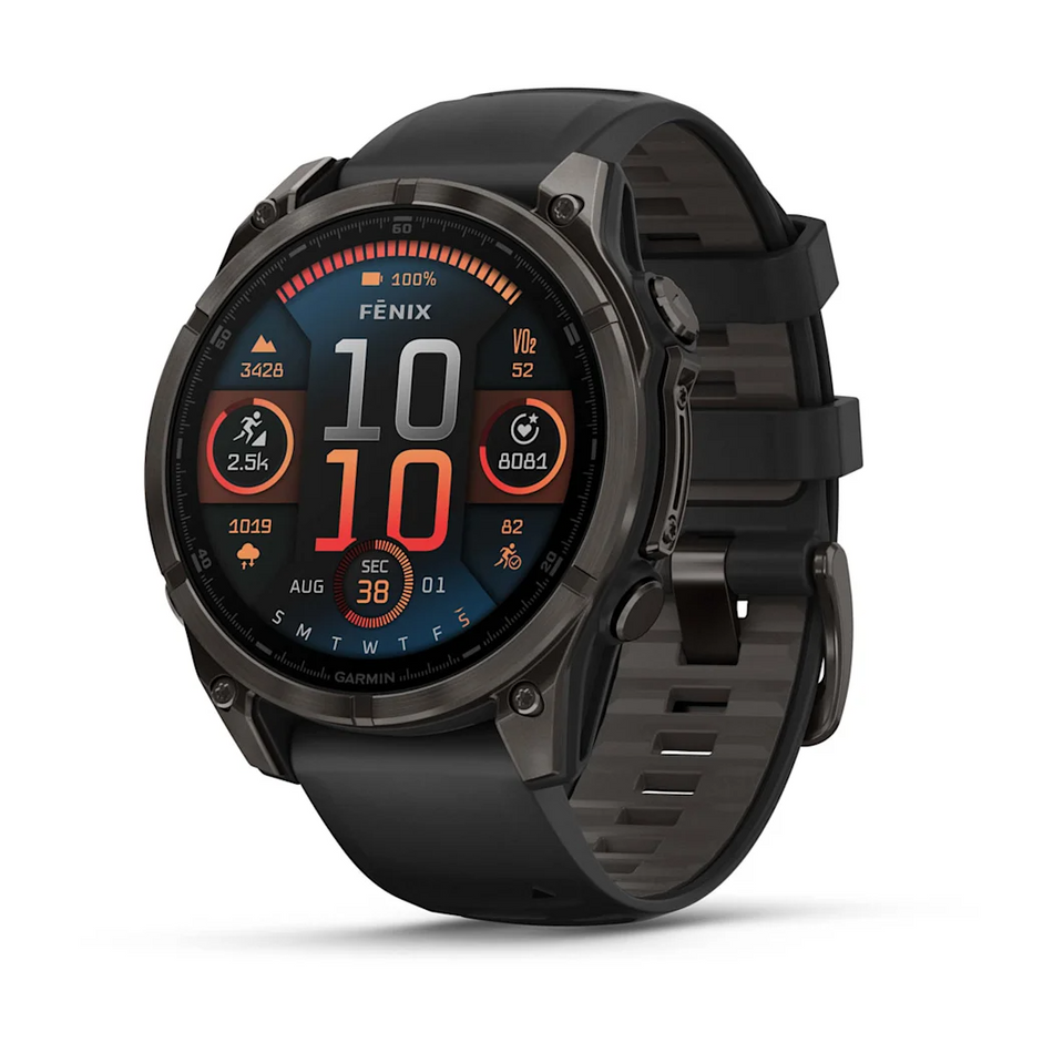 Garmin Fenix 8 - 47mm - AMOLED Sapphire - Carbon Grey DLCTitanium with Black/Pebble Grey Band