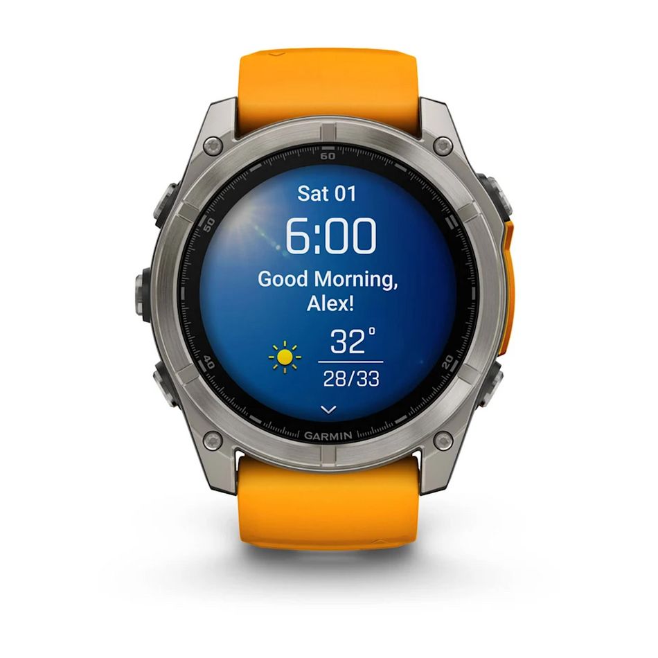 Garmin Fenix 8 - 51mm - AMOLED Sapphire - Titanium with Spark Orange/Graphite Silicone Band