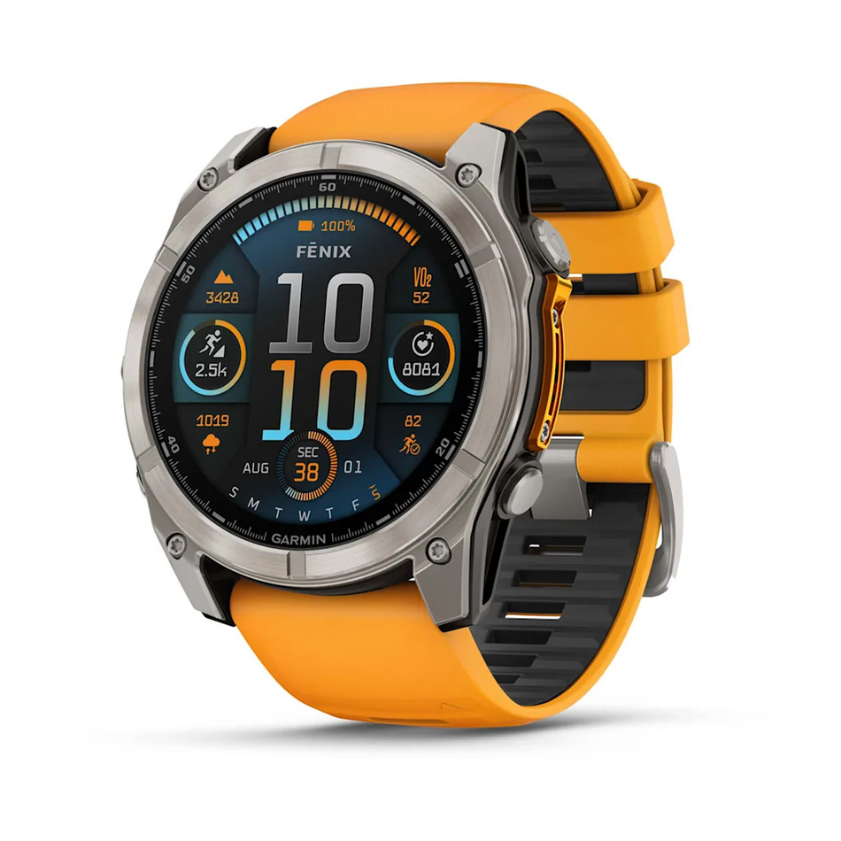 Garmin Fenix 8 - 51mm - AMOLED Sapphire - Titanium with Spark Orange/Graphite Silicone Band