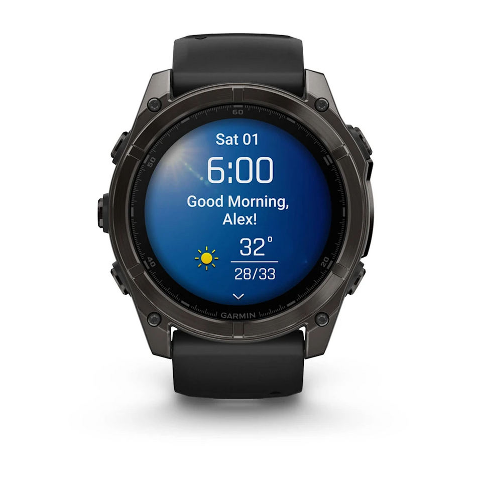 Garmin Fenix 8 - 51mm - AMOLED Sapphire - Carbon Grey DLC with Black/Pebble Grey Band