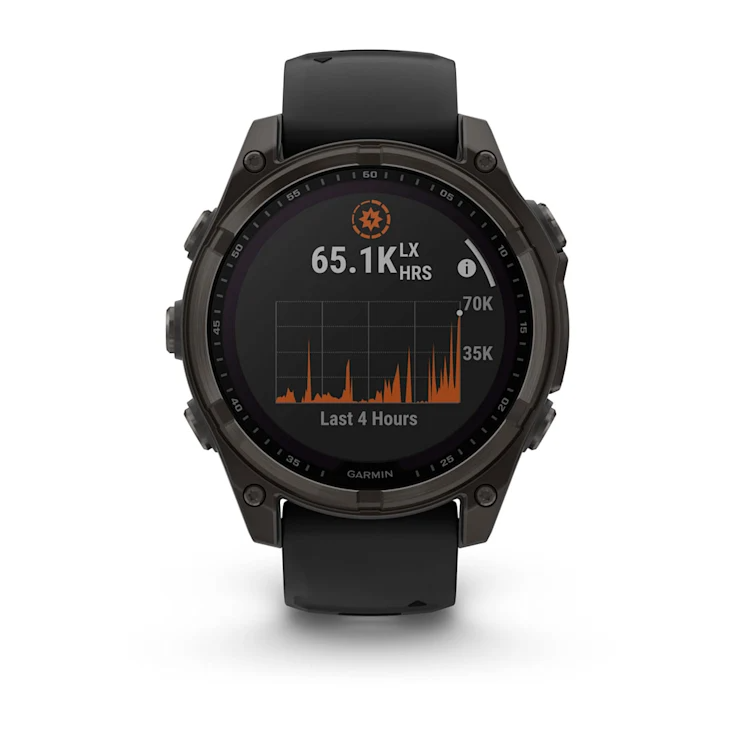 Garmin Fenix 8 - 47mm - Solar Sapphire - Carbon Grey DLC Titanium with Black/Pebble Grey Band