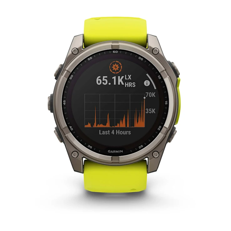 Garmin Fenix 8 - 51mm - Solar Sapphire - Titanium with Amp Yellow/Graphite Silicone Band