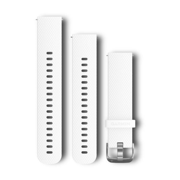 Garmin Quick Release Bands (20 mm) - White Silicone Band with Stainless Hardware
