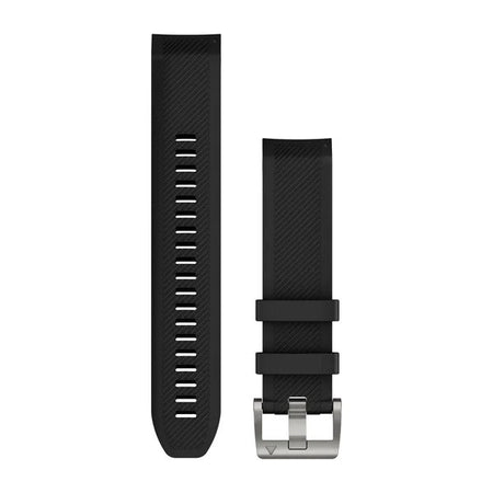 Garmin QuickFit 22 Watch Straps - Black Silicone Strap (Silver)