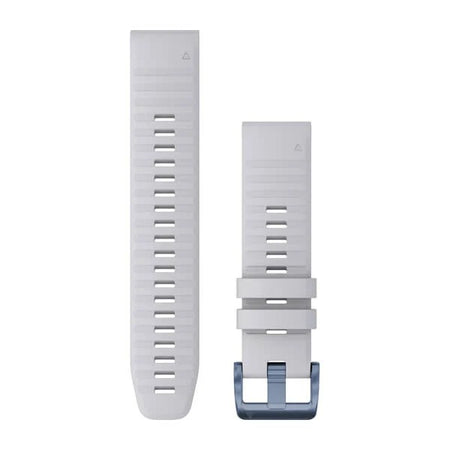 Garmin QuickFit 22 Watch Bands - Whitestone Silicone with Mineral Blue Hardware