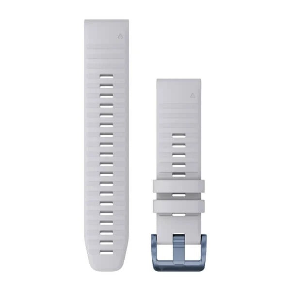 Garmin QuickFit 22 Watch Bands - Whitestone Silicone with Mineral Blue Hardware