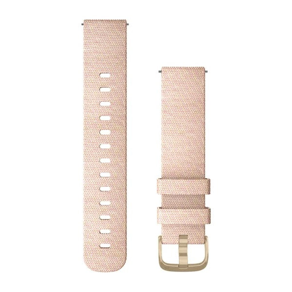 Garmin Quick Release Bands (20 mm) - Blush Pink Woven Nylon with Light Gold Hardware