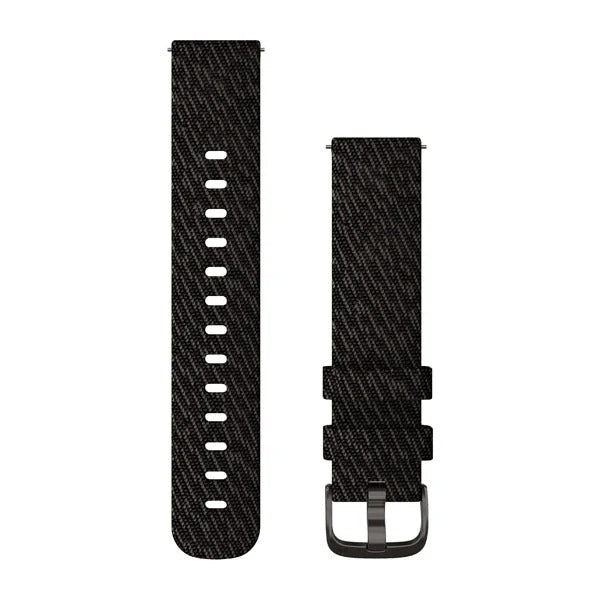 Garmin Quick Release Bands (20 mm) - Black Pepper Woven Nylon with Slate Hardware