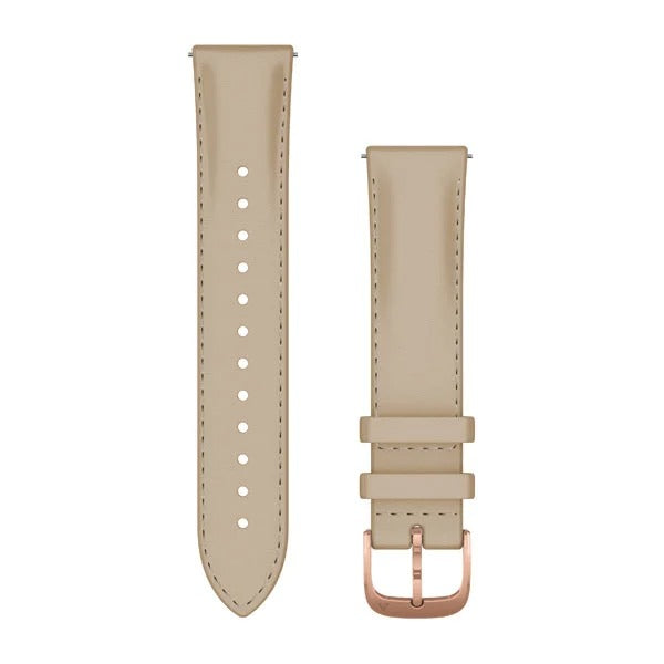 Garmin Quick Release Bands (20 mm) - Light Sand Italian Leather with 18K Rose Gold PVD Hardware