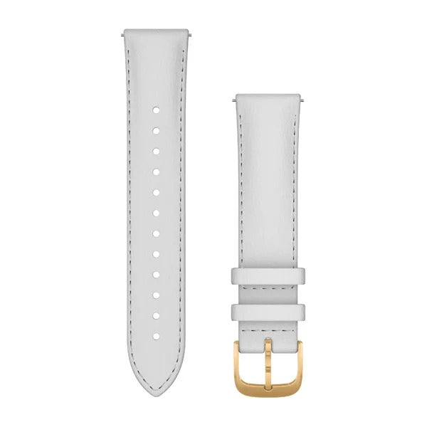 Garmin Quick Release Bands (20 mm) - White Italian Leather with 24K Gold PVD Hardware