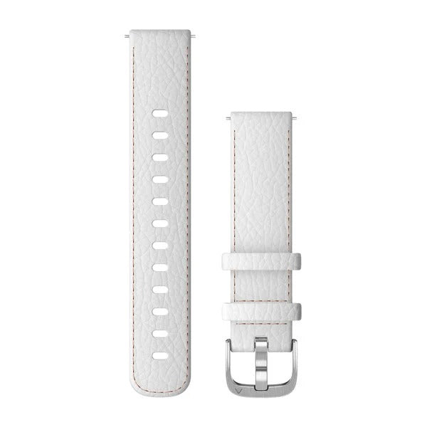Garmin Quick Release Bands (18 mm) - White Leather with Silver Hardware