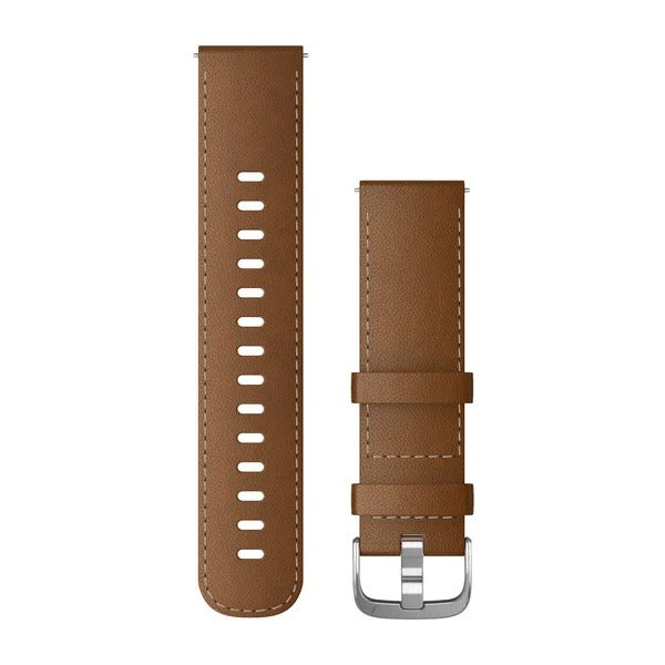 Garmin Quick Release Bands (22 mm) - Brown Italian Leather with Silver Hardware