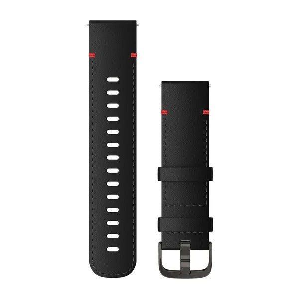 Garmin Quick Release Bands (22 mm) - Black Leather with Slate Hardware