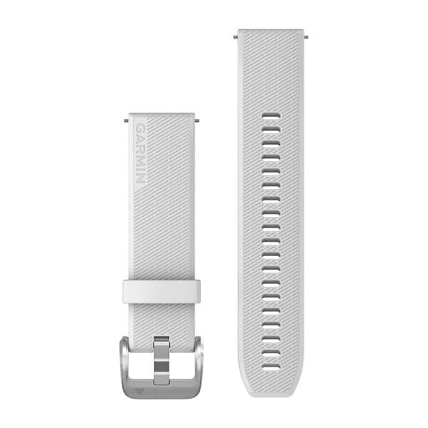 Garmin Quick Release Bands (20 mm) - White with Polished Silver Hardware