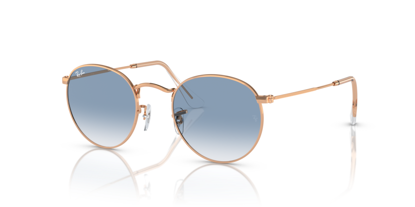 Ray-Ban - Round Metal - Rose Gold/Clear Gradient Blue