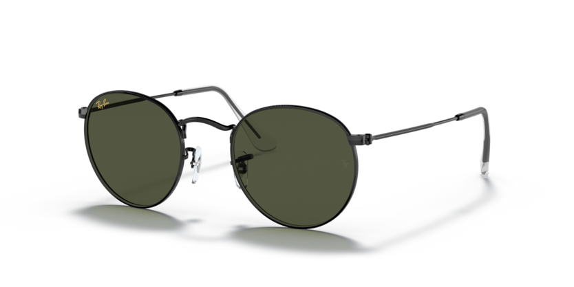 Ray-Ban - Round Metal - Black/ Green - 50