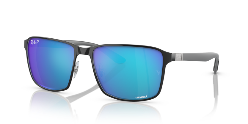 Ray-Ban - 0RB3721CH - Black On Silver/Blue Polarized - 59