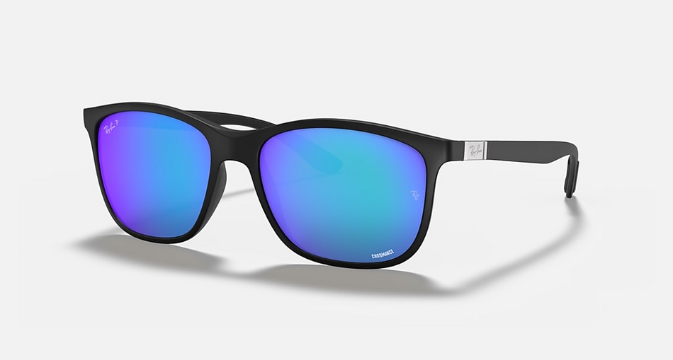 Ray-Ban - RB4330CH - Matte Black/Blue Polarized Chromance - 56