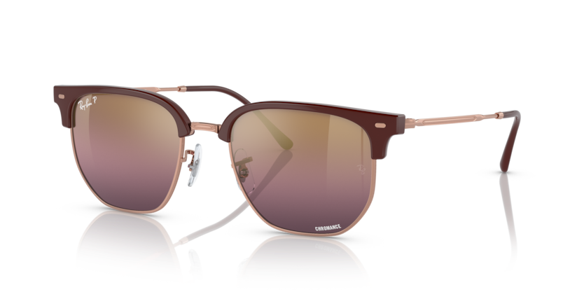 Ray-Ban - New Clubmaster - Bordeaux/Gold Red Polarized- 51