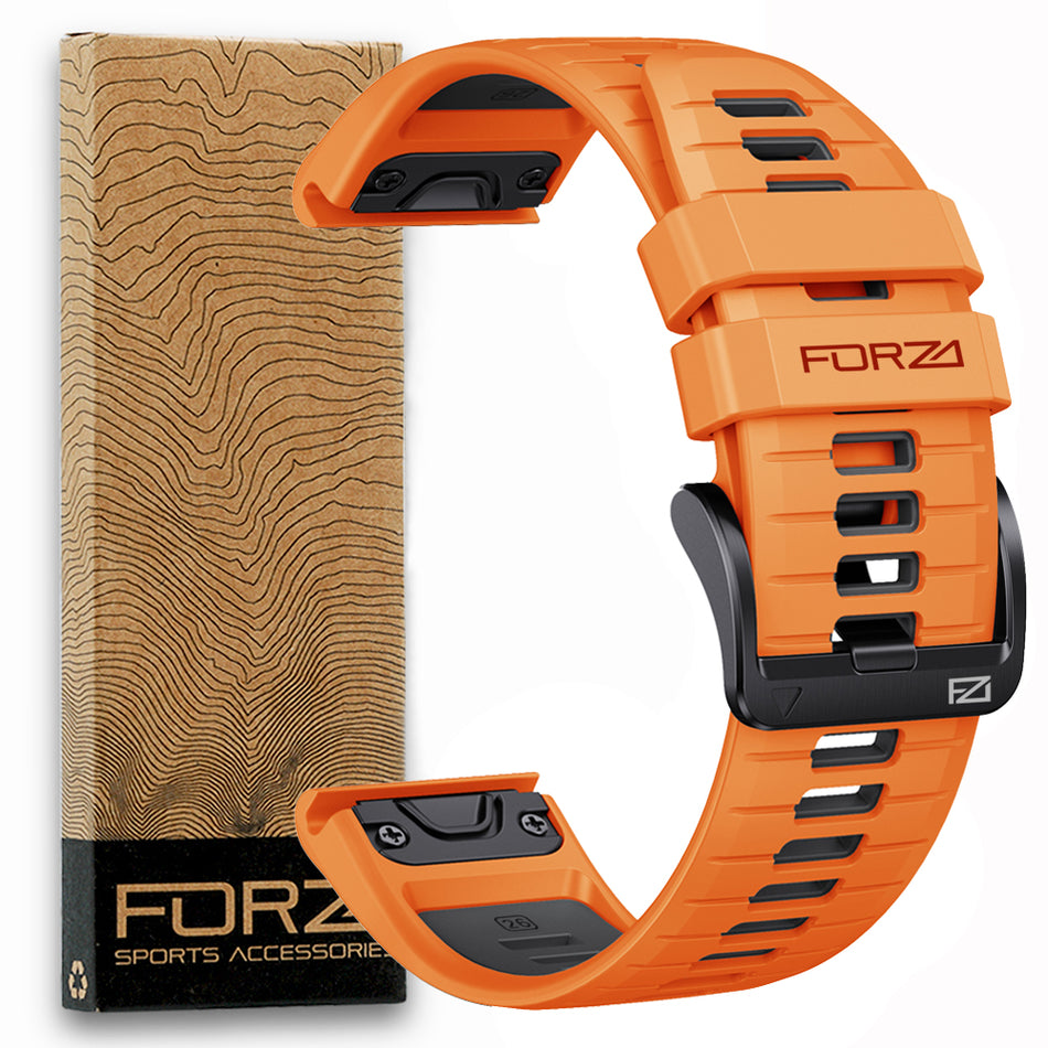 Forza Elite 26mm EasyFit Two-Tone Watch Strap for Garmin - Orange/Black
