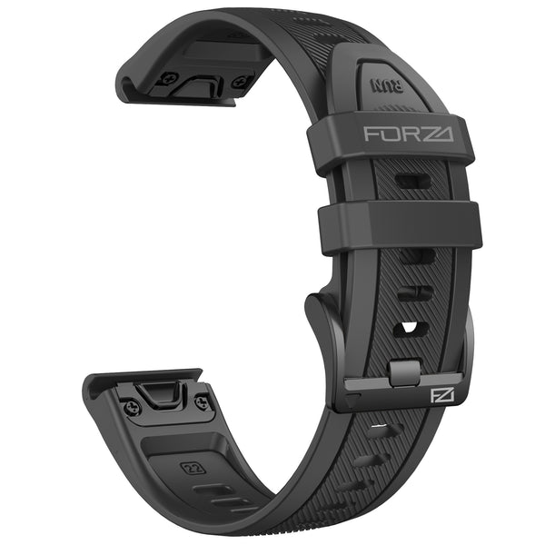 Forza Elite 22mm EasyFit Two-Tone Stripe Series Watch Strap for Garmin - Black/Black