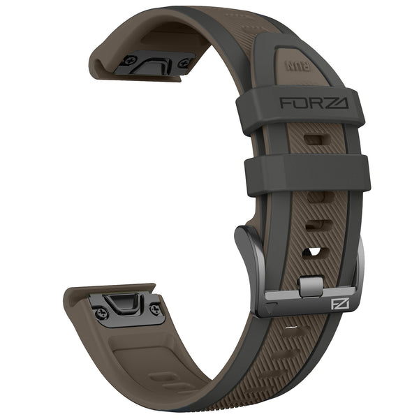 Forza Elite 26mm EasyFit Two-Tone Stripe Series Watch Strap for Garmin - Sand/Grey