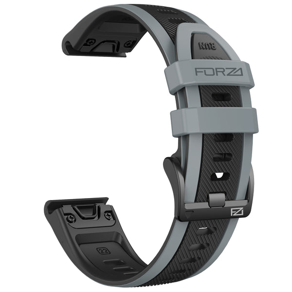 Forza Elite 22mm EasyFit Two-Tone Stripe Series Watch Strap for Garmin - Black/Grey