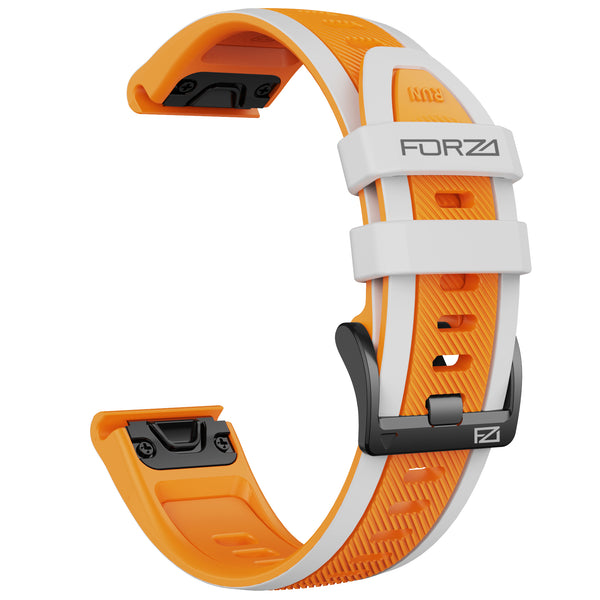 Forza Elite 26mm EasyFit Two-Tone Stripe Series Watch Strap for Garmin - Orange/Fog