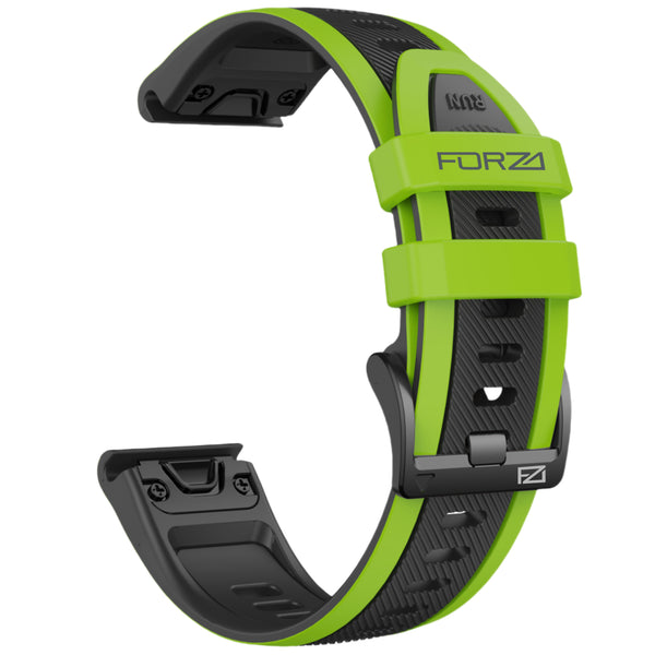 Forza Elite 26mm EasyFit Two-Tone Stripe Series Watch Strap for Garmin - Black/Lime