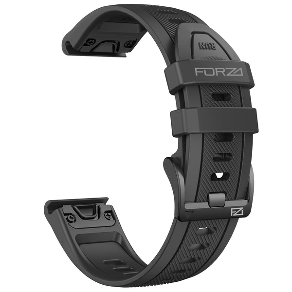 Forza Elite 26mm EasyFit Two-Tone Stripe Series Watch Strap for Garmin - Black/Black