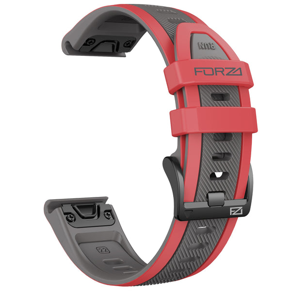 Forza Elite 22mm EasyFit Two-Tone Stripe Series Watch Strap for Garmin - Grey/Red