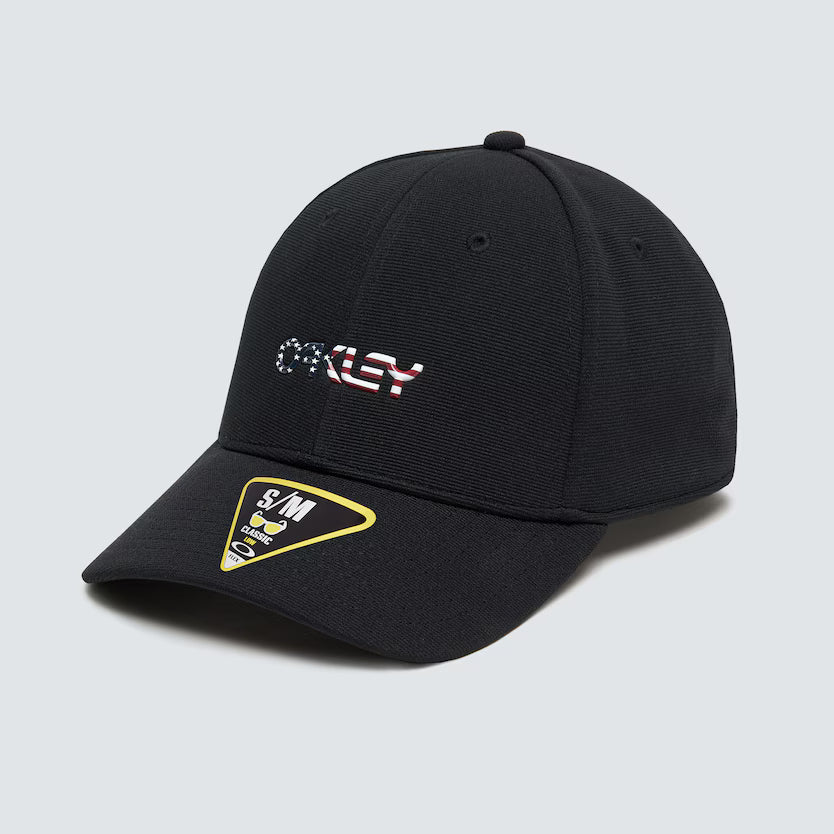 Oakley - 6 Panel Stretch Metallic Hat - Black/American Flag