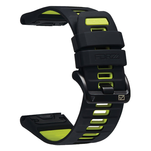Forza Elite 26mm EasyFit Evolve Series Watch Strap for Garmin – Black / Electric Lime