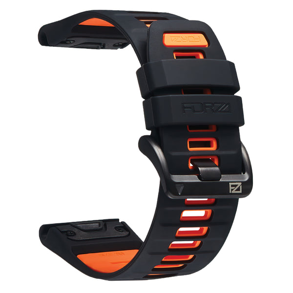 Forza Elite 26mm EasyFit Evolve Series Watch Strap for Garmin – Black / Blaze Orange