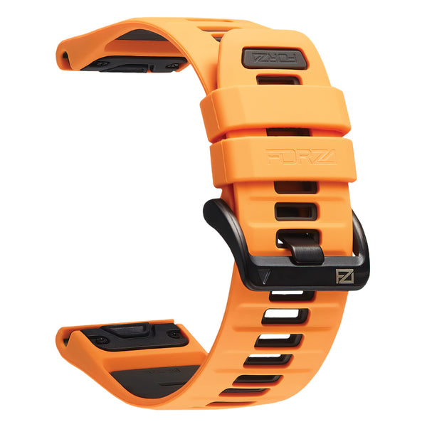 Forza Elite 26mm EasyFit Evolve Series Watch Strap for Garmin – Amber Orange / Charcoal