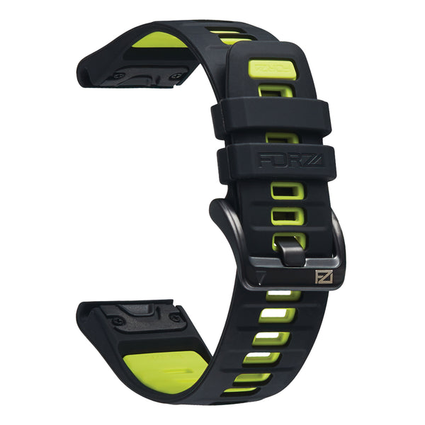 Forza Elite 22mm EasyFit Evolve Series Watch Strap for Garmin – Black / Electric Lime