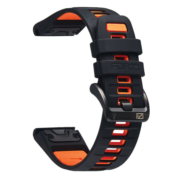 Forza Elite 22mm EasyFit Evolve Series Watch Strap for Garmin – Black / Blaze Orange