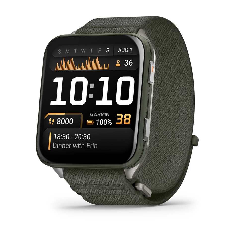 Garmin Venu X1 - Moss with Titanium Caseback and Moss ComfortFit Nylon Band