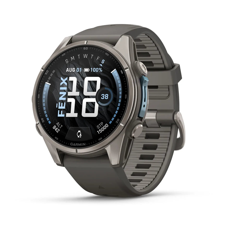 Garmin Fenix 9 - 43 mm - Titanium with Pepple Grey Silicone Band