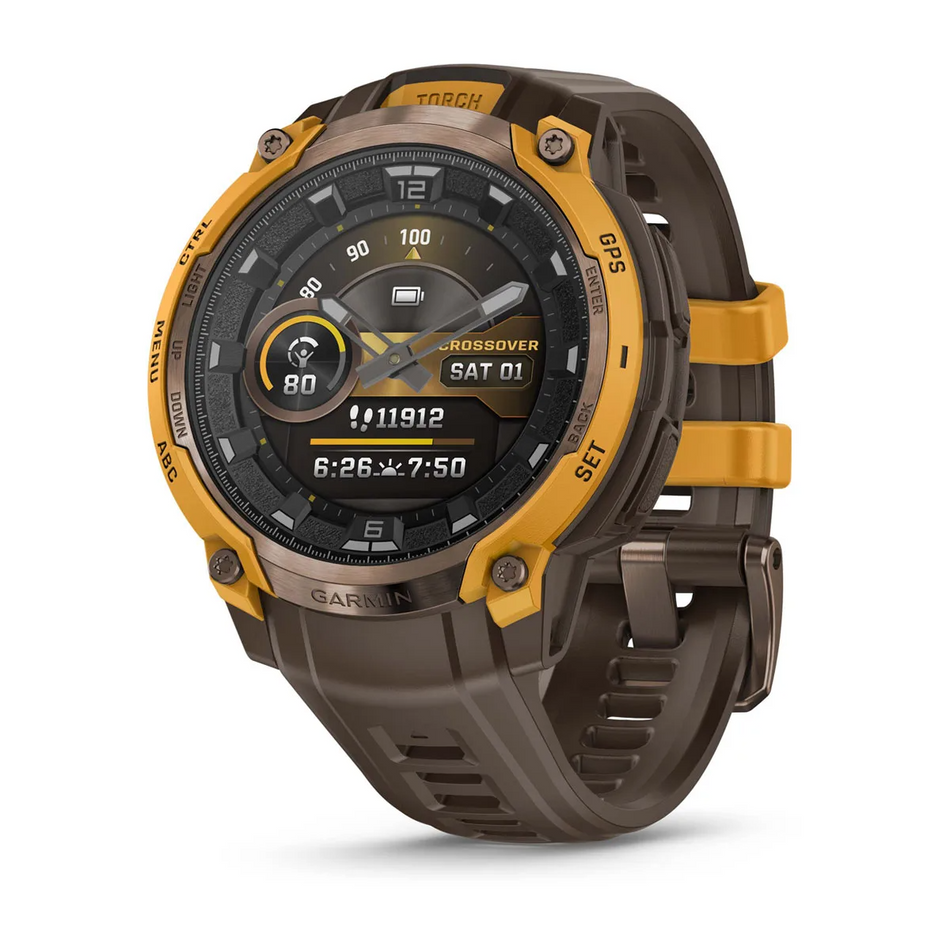 Garmin Instinct Crossover Amoled Bronze/Sunburst with Cocoa Silicone Band