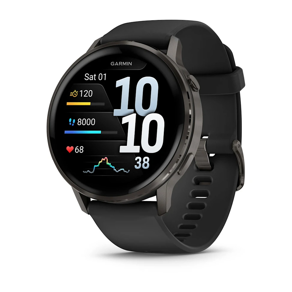 Garmin Venu 4 - Slate Bezel with Black Silicone Band