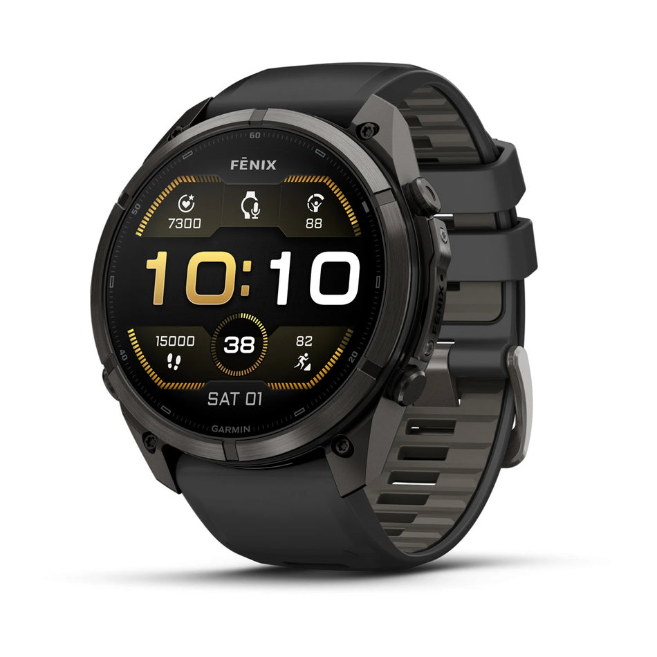 Garmin - Fenix 9 Pro – 51mm Carbon Grey DLC Titanium with Black/Pebble Grey Silicone Band